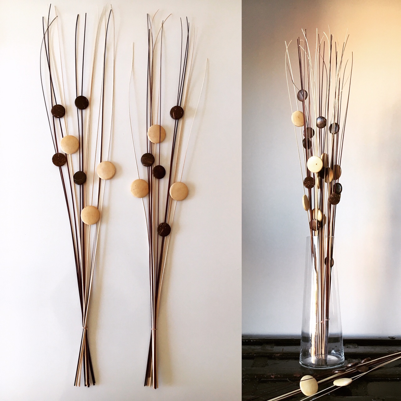 Flores Varas decorativas disecadas Coco pleno Mix