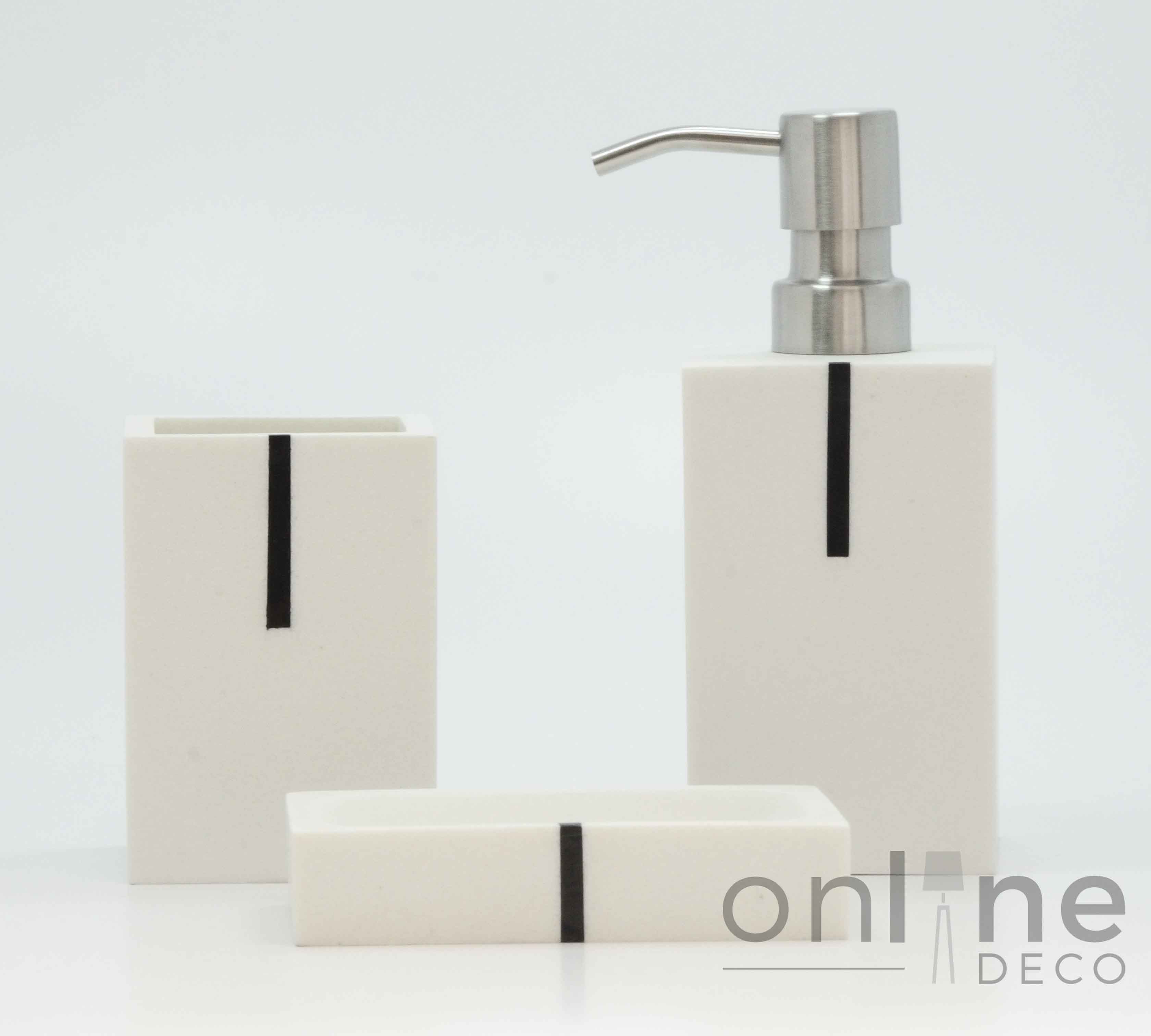 Set de baño resina color blanco – 3 piezas – OnLine Deco