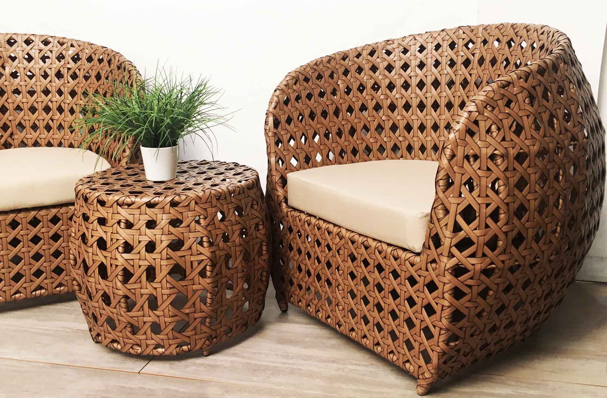 SILLONES Ratán Sintético Exterior ADDAMS GRANDE  Juego 3 Pzas.