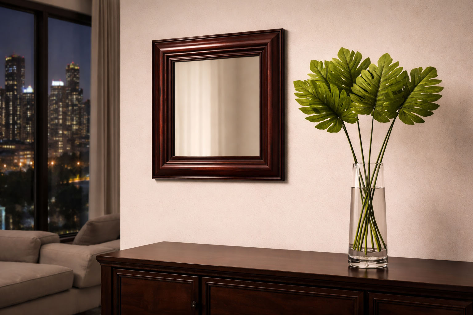 Espejo Marco Madera patina Caoba