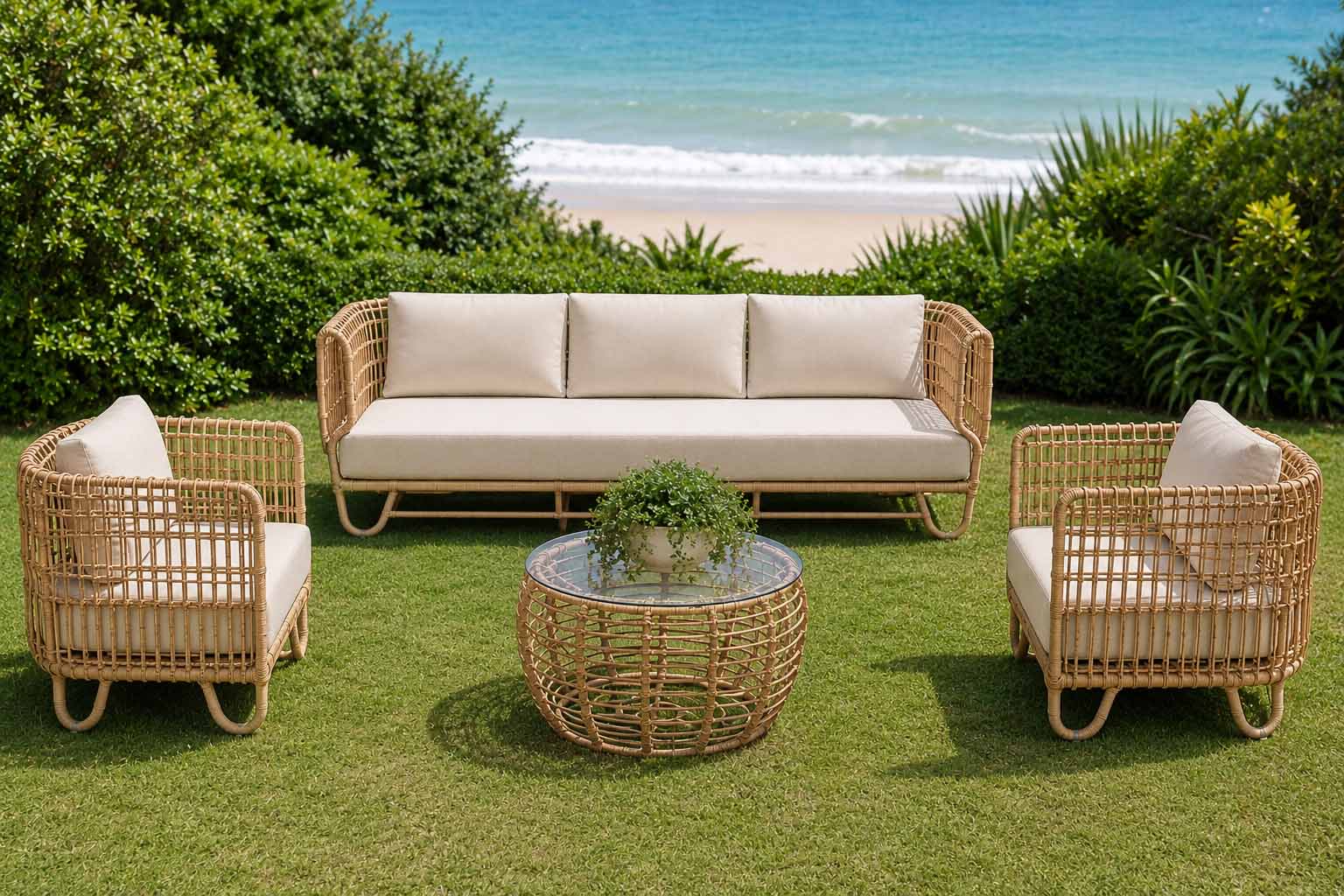 SILLONES Ratán Sintético Exterior Interior MARINO Juego 4 Pzas. - Imagen 2