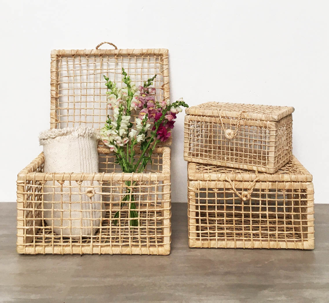 Caja Mediana Tejida en Fibras Naturales - Imagen 2