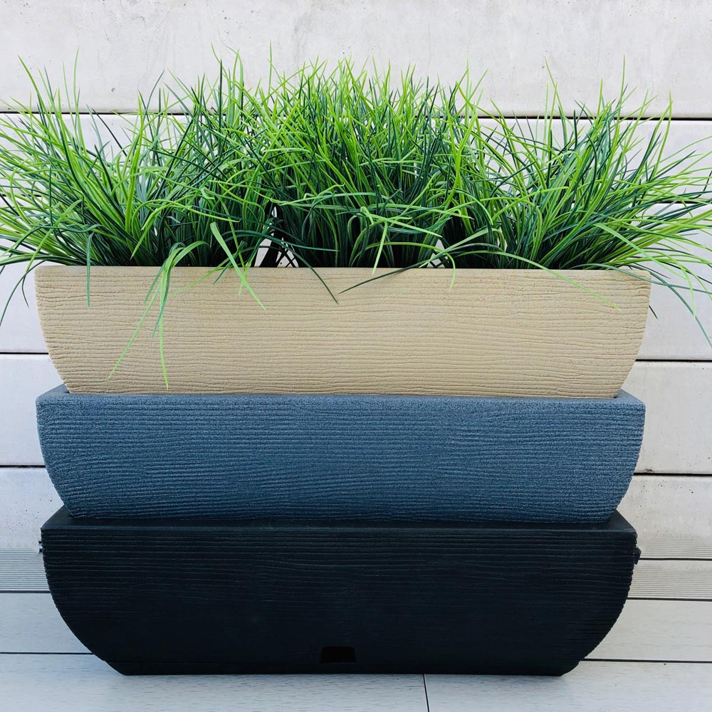 Macetero Jardinera Mediano Gris. Exterior c/Base Recolectora de Agua - Imagen 2