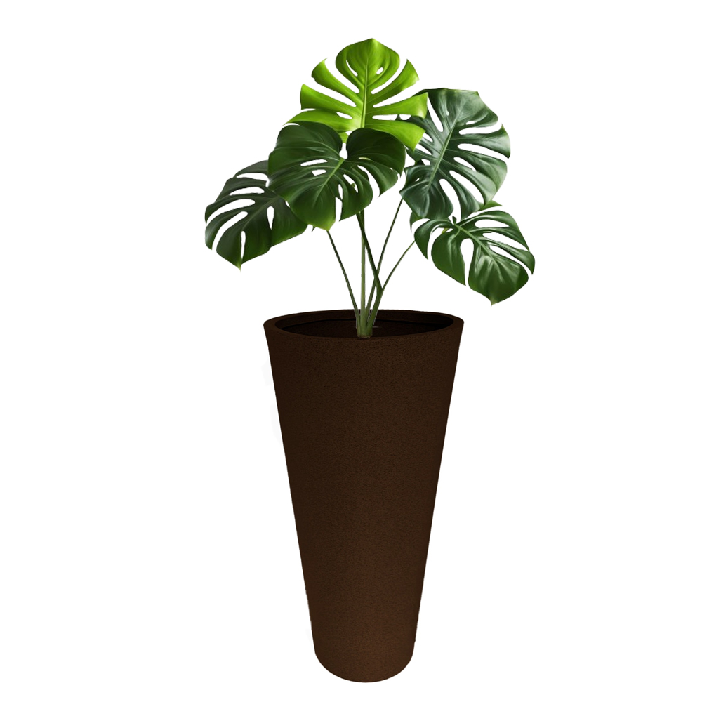 Macetero Cónico Grande Exterior 80cm Alto Marrón - Imagen 4