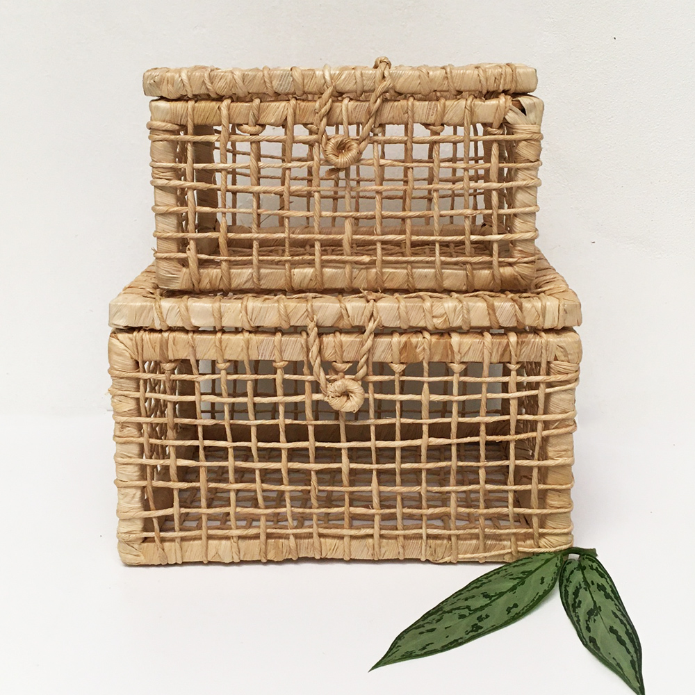 Caja Mediana Tejida en Fibras Naturales - Imagen 3