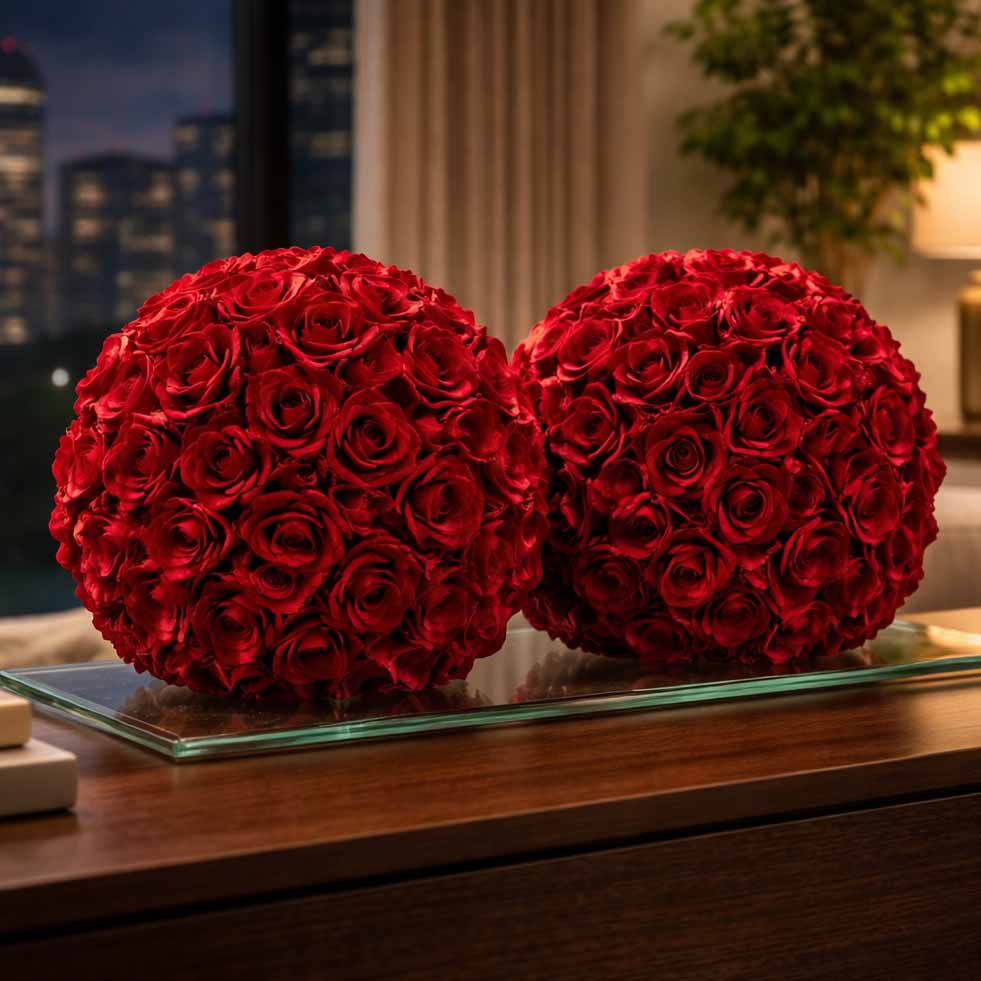 Esfera Rosas Velvet Rojas