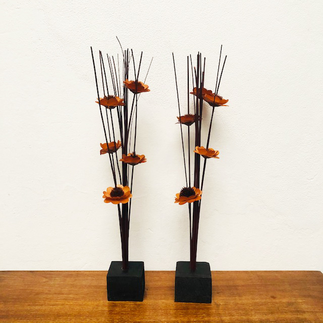 Flores Varas decorativas disecadas con base - Naranja