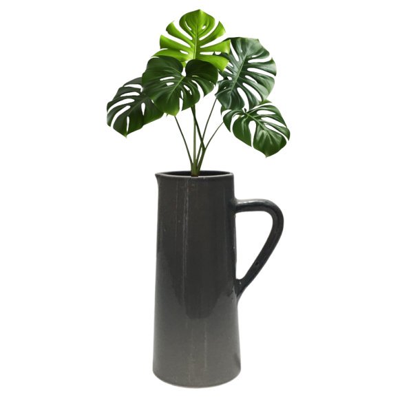 Jarra Florero Cerámica Artesanal Gris de 27 cm