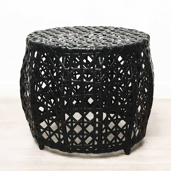 PUFF Ratán Sintético Exterior- Interior NEGRO