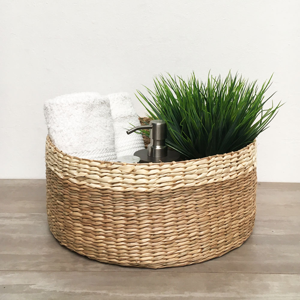 Cesta Redonda Grande Fibras Naturales 35cm