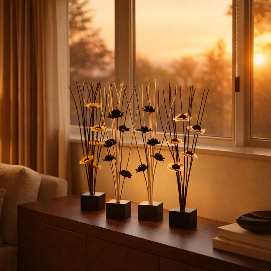 Flores Varas decorativas disecadas con base