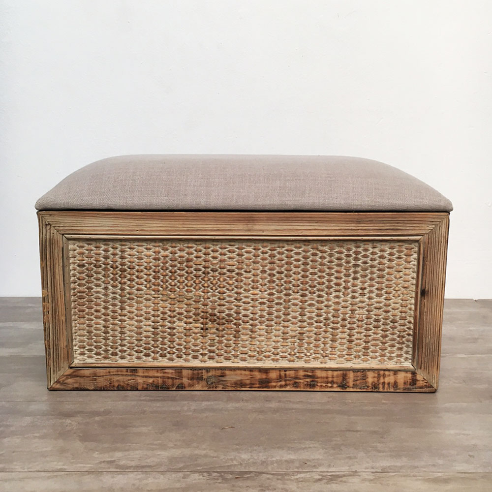 Baúl Puff de madera pequeño - Imagen 3