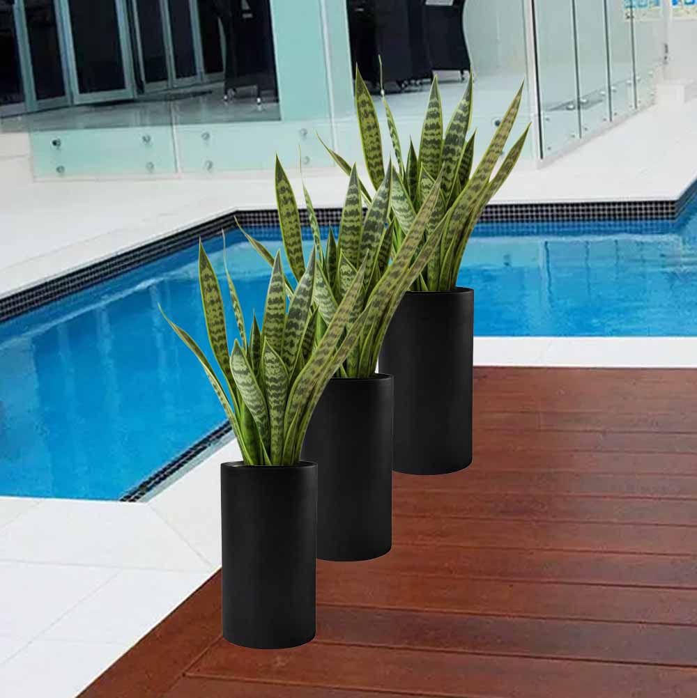 Macetero Cilindro Exterior 50cm Alto Negro