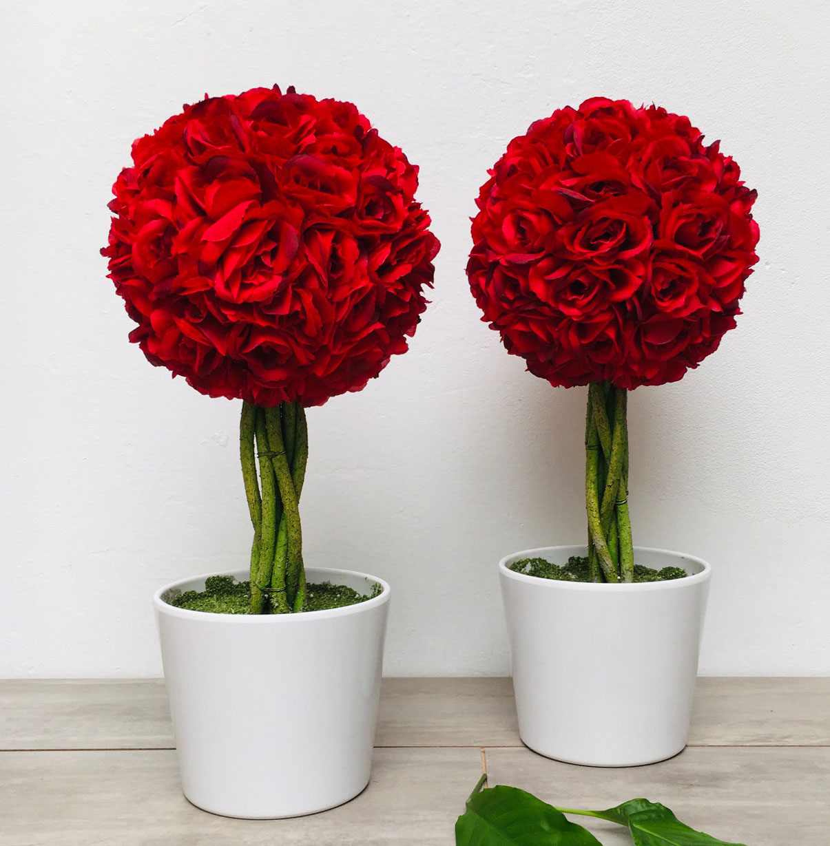 PLanta Topiario Esfera Rosas Rojas en Maceta