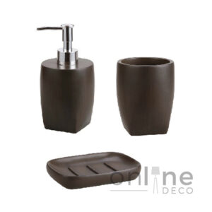 Set de baño resina color chocolate - 3 piezas