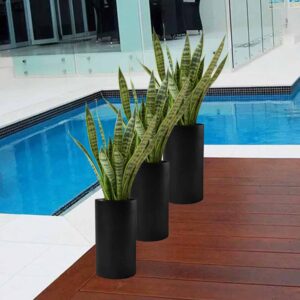 Macetero Cilindro Exterior 50cm Alto Negro