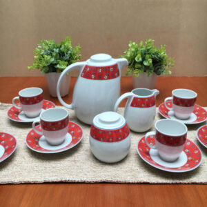Porcelana Juego de Café  7piezas  modelo Rojo