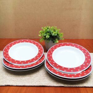 Porcelana. Platos Hondos modelo Rojo - Set x 6