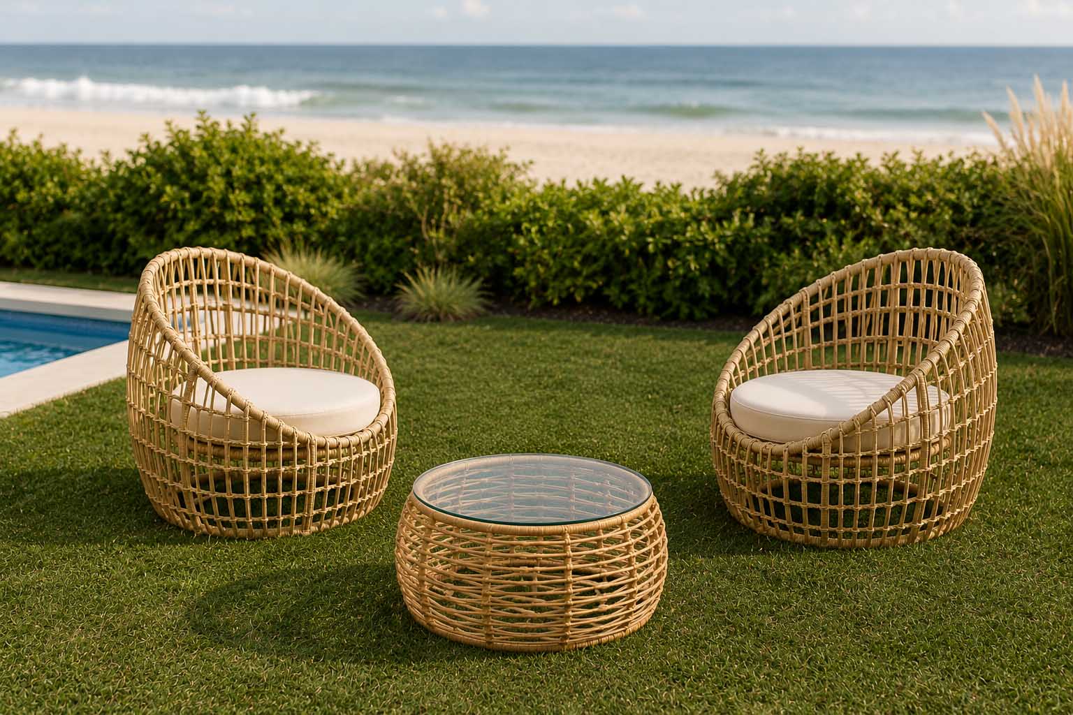 SILLONES SUN Sintético Exterior Interior Juego 3 Pzas.